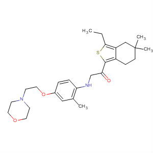 910640-62-9  Ethanone,1-(3-ethyl-4,5,6,7-tetrahydro-5,5-dimethylbenzo[c]thien-1-yl)-2-[[2-methyl-4-[2-(4-morpholinyl)ethoxy]phenyl]amino]-