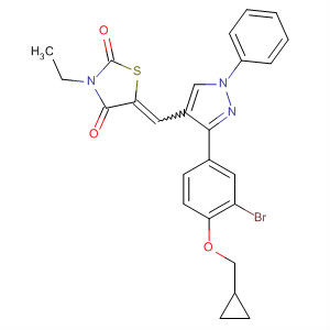 910913-68-7  2,4-Thiazolidinedione,5-[[3-[3-bromo-4-(cyclopropylmethoxy)phenyl]-1-phenyl-1H-pyrazol-4-yl]methylene]-3-ethyl-