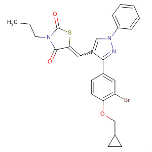910913-69-8  2,4-Thiazolidinedione,5-[[3-[3-bromo-4-(cyclopropylmethoxy)phenyl]-1-phenyl-1H-pyrazol-4-yl]methylene]-3-propyl-