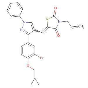 910913-70-1  2,4-Thiazolidinedione,5-[[3-[3-bromo-4-(cyclopropylmethoxy)phenyl]-1-phenyl-1H-pyrazol-4-yl]methylene]-3-(2-propenyl)-