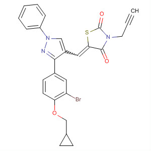 910913-71-2  2,4-Thiazolidinedione,5-[[3-[3-bromo-4-(cyclopropylmethoxy)phenyl]-1-phenyl-1H-pyrazol-4-yl]methylene]-3-(2-propynyl)-