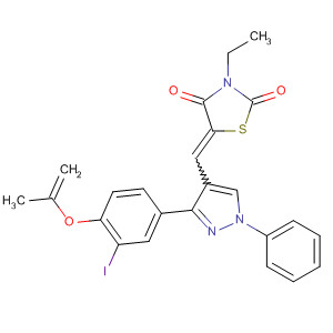 910914-00-0  2,4-Thiazolidinedione,3-ethyl-5-[[3-[3-iodo-4-(2-propenyloxy)phenyl]-1-phenyl-1H-pyrazol-4-yl]methylene]-