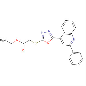 90074-44-5  Acetic acid, [[5-(2-phenyl-4-quinolinyl)-1,3,4-oxadiazol-2-yl]thio]-, ethylester