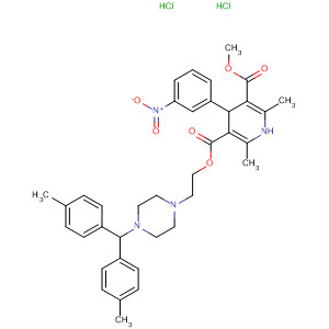 90096-11-0  3,5-Pyridinedicarboxylic acid,1,4-dihydro-2,6-dimethyl-4-(3-nitrophenyl)-,2-[4-[bis(4-methylphenyl)methyl]-1-piperazinyl]ethyl methyl ester,dihydrochloride