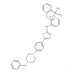 901301-23-3  3-Pyridinamine,2-[2-(1,1-dimethylethyl)phenoxy]-N-[5-[4-[4-(phenylmethyl)-1-piperazinyl]phenyl]-1,3,4-thiadiazol-2-yl]-