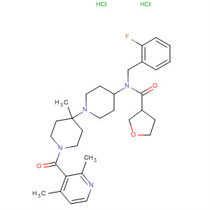 902471-97-0  3-Furancarboxamide,N-[1'-[(2,4-dimethyl-3-pyridinyl)carbonyl]-4'-methyl[1,4'-bipiperidin]-4-yl]-N-[(2-fluorophenyl)methyl]tetrahydro-, dihydrochloride