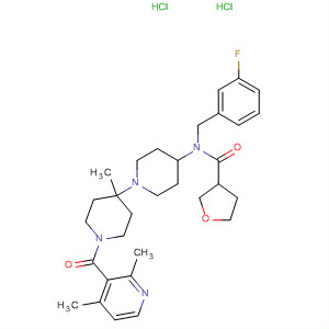 902472-21-3  3-Furancarboxamide,N-[1'-[(2,4-dimethyl-3-pyridinyl)carbonyl]-4'-methyl[1,4'-bipiperidin]-4-yl]-N-[(3-fluorophenyl)methyl]tetrahydro-, dihydrochloride