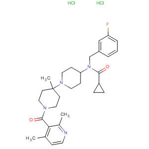 902472-48-4  Cyclopropanecarboxamide,N-[1'-[(2,4-dimethyl-3-pyridinyl)carbonyl]-4'-methyl[1,4'-bipiperidin]-4-yl]-N-[(3-fluorophenyl)methyl]-, dihydrochloride