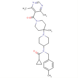 902472-76-8  Cyclopropanecarboxamide,N-[1'-[(4,6-dimethyl-5-pyrimidinyl)carbonyl]-4'-methyl[1,4'-bipiperidin]-4-yl]-N-[(4-methylphenyl)methyl]-