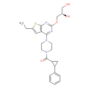 902766-47-6  Piperazine,1-[2-[(2R)-2,3-dihydroxypropoxy]-6-ethylthieno[2,3-d]pyrimidin-4-yl]-4-[(2-phenylcyclopropyl)carbonyl]-