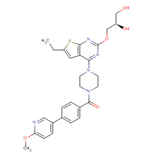 902766-54-5  Piperazine,1-[2-[(2R)-2,3-dihydroxypropoxy]-6-ethylthieno[2,3-d]pyrimidin-4-yl]-4-[4-(6-methoxy-3-pyridinyl)benzoyl]-