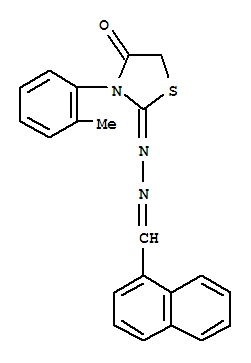 907-22-2  1-Naphthalenecarboxaldehyde,2-[3-(2-methylphenyl)-4-oxo-2-thiazolidinylidene]hydrazone