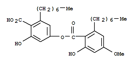90332-21-1  Benzoicacid, 2-heptyl-4-[(2-heptyl-6-hydroxy-4-methoxybenzoyl)oxy]-6-hydroxy-