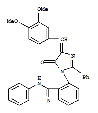 90660-87-0  4H-Imidazol-4-one,3-[2-(1H-benzimidazol-2-yl)phenyl]-5-[(3,4-dimethoxyphenyl)methylene]-3,5-dihydro-2-phenyl-