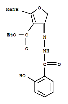 909768-70-3  3-Furancarboxylic acid,4,5-dihydro-4-[2-(2-hydroxybenzoyl)hydrazinylidene]-2-(methylamino)-, ethylester