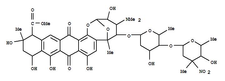 91887-41-1  2,6-Epoxy-2H-naphthaceno[1,2-b]oxocin-14-carboxylicacid, 5-[[2,6-dideoxy-4-O-(2,3,6-trideoxy-3-C-methyl-3-nitro-b-L-ribo-hexopyranosyl)-a-L-lyxo-hexopyranosyl]oxy]-4-(dimethylamino)-3,4,5,6,9,11,12,13,14,16-decahydro-3,8,10,11,13-pentahydroxy-6,13-dimethy