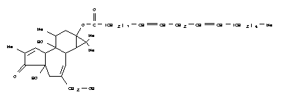 92118-06-4  9,12-Octadecadienoicacid (9Z,12Z)-,1,1a,1b,4,4a,5,7a,7b,8,9-decahydro-4a,7b-dihydroxy-3-(hydroxymethyl)-1,1,6,8-tetramethyl-5-oxo-9aH-cyclopropa[3,4]benz[1,2-e]azulen-9a-ylester, [1aR-(1aa,1bb,4ab,7aa,7ba,8a,9aa)]- (9CI)