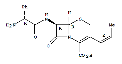 92676-99-8  5-Thia-1-azabicyclo[4.2.0]oct-2-ene-2-carboxylicacid, 7-[[(2R)-aminophenylacetyl]amino]-8-oxo-3-(1Z)-1-propenyl-, (6R,7R)-(9CI)