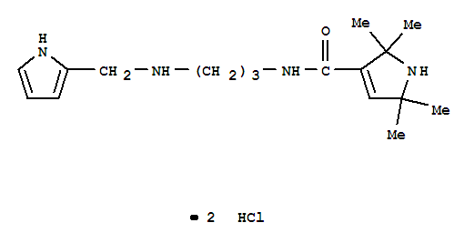 93798-89-1  1H-Pyrrole-3-carboxamide,2,5-dihydro-2,2,5,5-tetramethyl-N-[3-[(1H-pyrrol-2-ylmethyl)amino]propyl]-,hydrochloride (1:2)