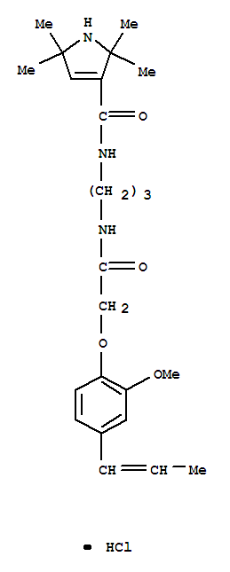 93823-65-5  1H-Pyrrole-3-carboxamide,2,5-dihydro-N-[3-[[2-[2-methoxy-4-(1-propen-1-yl)phenoxy]acetyl]amino]propyl]-2,2,5,5-tetramethyl-,hydrochloride (1:1)