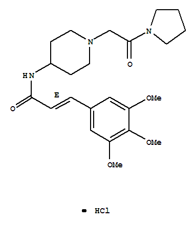 97181-17-4  2-Propenamide,N-[1-[2-oxo-2-(1-pyrrolidinyl)ethyl]-4-piperidinyl]-3-(3,4,5-trimethoxyphenyl)-,monohydrochloride, (E)- (9CI)