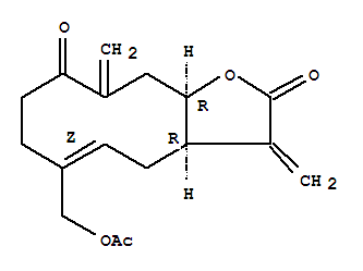 98644-44-1  Cyclodeca[b]furan-2,9(3H,4H)-dione,6-[(acetyloxy)methyl]-3a,7,8,10,11,11a-hexahydro-3,10-bis(methylene)-,(3aR,5Z,11aR)-
