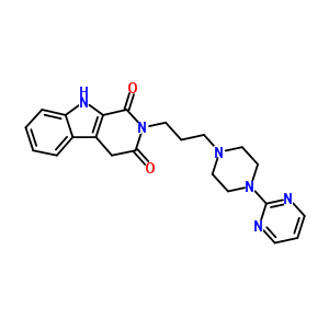 184691-45-0  2-[3-(4-pyrimidin-2-ylpiperazin-1-yl)propyl]-4,9-dihydro-1H-beta-carboline-1,3(2H)-dione