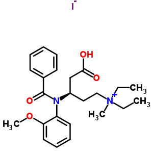 79592-89-5  (3R)-4-carboxy-N,N-diethyl-3-[(2-methoxyphenyl)(phenylcarbonyl)amino]-N-methylbutan-1-aminium iodide