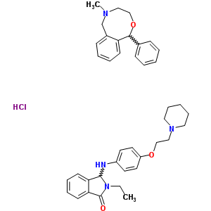 80286-26-6  2-ethyl-3-{[4-(2-piperidin-1-ylethoxy)phenyl]amino}-2,3-dihydro-1H-isoindol-1-one - 5-methyl-1-phenyl-3,4,5,6-tetrahydro-1H-2,5-benzoxazocine (1:1) hydrochloride