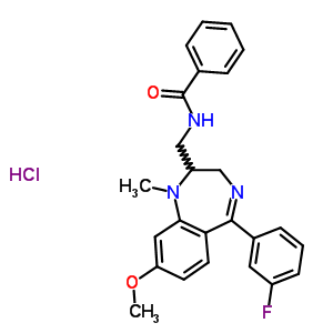 83736-92-9  N-{[5-(3-fluorophenyl)-8-methoxy-1-methyl-2,3-dihydro-1H-1,4-benzodiazepin-2-yl]methyl}benzamide hydrochloride