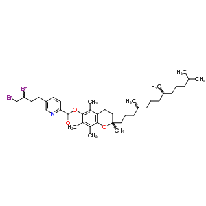 85446-72-6  2,5,7,8-tetramethyl-2-(4,8,12-trimethyltridecyl)-3,4-dihydro-2H-chromen-6-yl 5-(3,4-dibromobutyl)pyridine-2-carboxylate