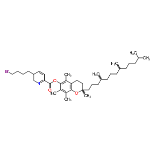 85446-74-8  2,5,7,8-tetramethyl-2-(4,8,12-trimethyltridecyl)-3,4-dihydro-2H-chromen-6-yl 5-(4-bromobutyl)pyridine-2-carboxylate