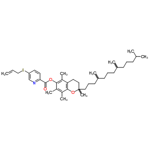 85446-90-8  2,5,7,8-tetramethyl-2-(4,8,12-trimethyltridecyl)-3,4-dihydro-2H-chromen-6-yl 5-(prop-2-en-1-ylsulfanyl)pyridine-2-carboxylate