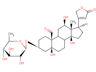 23605-05-2  (3beta,5beta,12beta)-3-[(6-deoxy-beta-D-gulopyranosyl)oxy]-5,12,14-trihydroxy-19-oxocard-20(22)-enolide