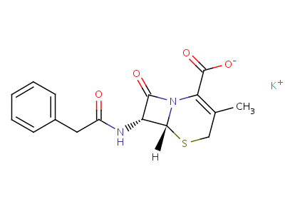 34708-38-8  potassium (6R-trans)-3-methyl-8-oxo-7-(phenylacetamido-5-thia-1-azabicyclo[4.2.0]oct-2-ene-2-carboxylate