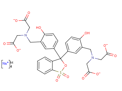 32736-66-6;34958-53-7  2,2',2'',2'''-[(1,1-dioxido-3H-2,1-benzoxathiole-3,3-diyl)bis{[4-hydroxybicyclo[3.1.1]hepta-1(7),2-diene-6,6-diyl]nitrilo}]tetraacetic acid