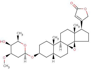 35109-93-4  (3beta,5beta)-3-[(2,6-dideoxy-3-O-methyl-beta-D-lyxo-hexopyranosyl)oxy]-8,14-epoxycard-20(22)-enolide