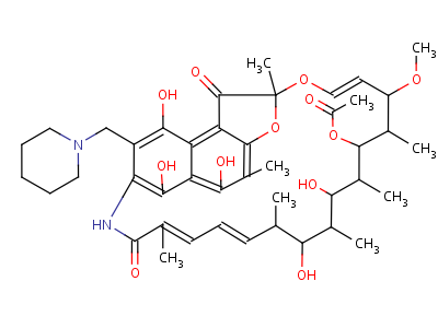 4267-47-4  (14E,24E)-5,6,9,17,19-pentahydroxy-23-methoxy-2,4,12,16,18,20,22-heptamethyl-1,11-dioxo-8-(piperidin-1-ylmethyl)-1,2-dihydro-2,7-(epoxypentadeca[1,11,13]trienoimino)naphtho[2,1-b]furan-21-yl acetate