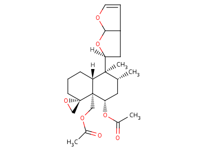 464-71-1  {(1R,4aR,5S,6R,8S,8aR)-8-(acetyloxy)-5,6-dimethyl-5-[(2S,3aS,6aS)-2,3,3a,6a-tetrahydrofuro[2,3-b]furan-2-yl]octahydro-8aH-spiro[naphthalene-1,2'-oxiran]-8a-yl}methyl acetate