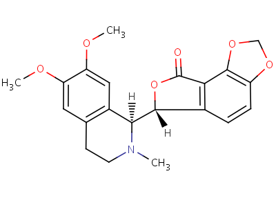 485-51-8  (6R)-6-[(1R)-6,7-dimethoxy-2-methyl-1,2,3,4-tetrahydroisoquinolin-1-yl]furo[3,4-e][1,3]benzodioxol-8(6H)-one
