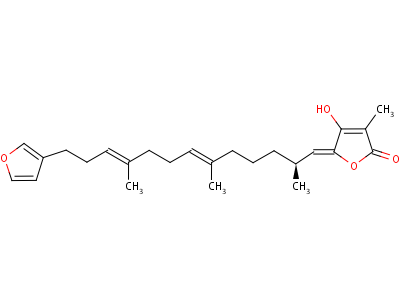 51847-87-1  (2Z)-2-[(2S,6E,10E)-13-furan-3-yl-2,6,10-trimethyltrideca-6,10-dien-1-ylidene]-5-hydroxy-4-methylfuran-3(2H)-one