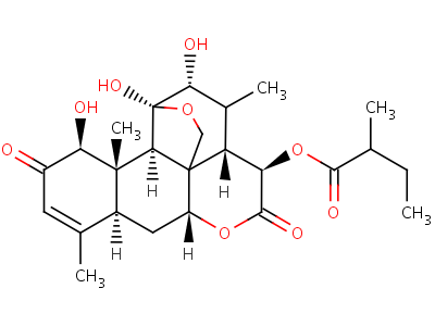 53683-73-1  (1beta,11alpha,12alpha,15beta)-1,11,12-trihydroxy-2,16-dioxo-11,20-epoxypicras-3-en-15-yl 2-methylbutanoate