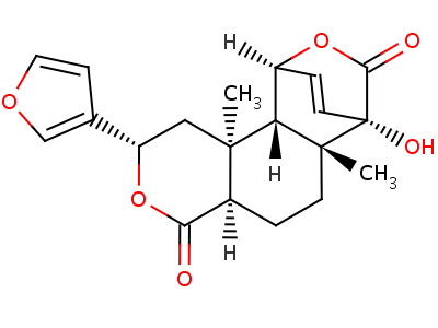 546-97-4  (2S,4aR,6aR,7R,10S,10aS,10bS)-2-(furan-3-yl)-7-hydroxy-6a,10b-dimethyl-1,2,4a,5,6,6a,7,10,10a,10b-decahydro-4H-10,7-(epoxymethano)benzo[f]isochromene-4,12-dione