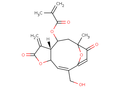 60066-35-5  (3aR,10Z)-10-(hydroxymethyl)-6-methyl-3-methylidene-2,7-dioxo-2,3,3a,4,5,6,7,11a-octahydro-6,9-epoxycyclodeca[b]furan-4-yl 2-methylprop-2-enoate