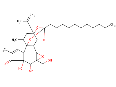 66583-55-9  (3aR,3bS,3cS,4aR,5S,5aS,8aR,8bR,9R,10aR)-5,5a-dihydroxy-4a-(hydroxymethyl)-7,9-dimethyl-10a-(prop-1-en-2-yl)-2-undecyl-3a,3b,3c,4a,5,5a,8a,9,10,10a-decahydro-6H-2,8b-epoxyoxireno[6,7]azuleno[5,4-e][1,3]benzodioxol-6-one