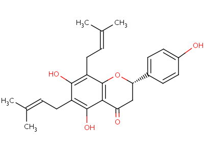 68236-11-3  (2S)-5,7-dihydroxy-2-(4-hydroxyphenyl)-6,8-bis(3-methylbut-2-en-1-yl)-2,3-dihydro-4H-chromen-4-one