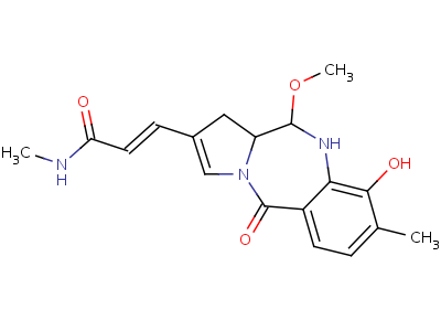 68373-95-5  (2E)-3-(9-hydroxy-11-methoxy-8-methyl-5-oxo-5,10,11,11a-tetrahydro-1H-pyrrolo[2,1-c][1,4]benzodiazepin-2-yl)-N-methylprop-2-enamide