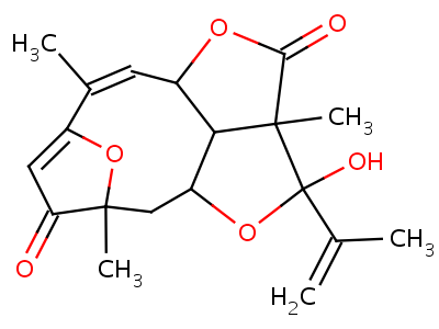 69883-97-2;84093-30-1  (10Z)-3-hydroxy-2a,6,10-trimethyl-3-(1-methylethenyl)-2a,3,5,6,11a,11b-hexahydro-2H-6,9-epoxy-1,4-dioxacyclodeca[cd]pentalene-2,7(4aH)-dione