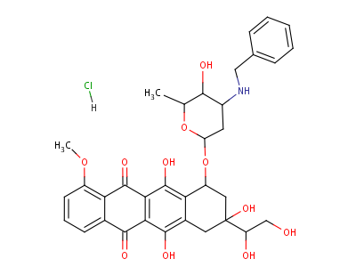 70844-19-8  3-(1,2-dihydroxyethyl)-3,5,12-trihydroxy-10-methoxy-6,11-dioxo-1,2,3,4,6,11-hexahydrotetracen-1-yl 3-(benzylamino)-2,3,6-trideoxyhexopyranoside