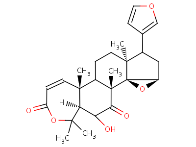 73436-47-2  (5aR,5bR,7aS,8R,9aR,10aR,10bR,12R,12aS)-8-(furan-3-yl)-12-hydroxy-1,1,5a,7a,10b-pentamethyl-5b,6,7,7a,8,9,9a,10b,12,12a-decahydrooxireno[1',5']cyclopenta[1',2':5,6]naphtho[2,1-c]oxepine-3,11(1H,5aH)-dione